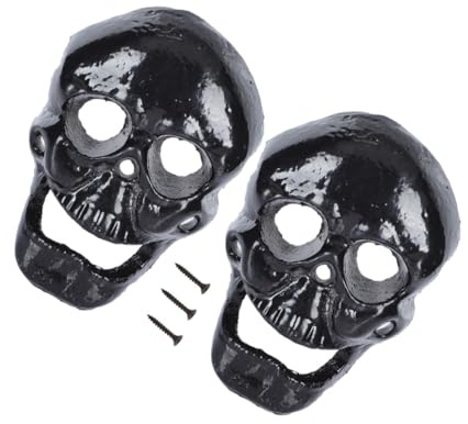 FIXOSHEE Lot de 2 Ouvre-Bouteilles Muraux en Fer Noir Forme Tête de Mort Vintage Accessoires Originaux pour Bière et Vin Décoration Halloween et Soirées à Thème Fixation Murale Pratique