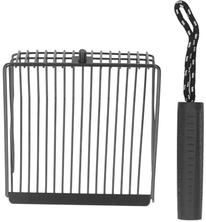Hamwesh Katzenstreuschaufel, Streuschaufel aus Metall mit Abnehmbarem Griff für Einfache und Effiziente Reinigung, Schnelle Filterung, Geeignet für Katzen und Kleine Haustiere (Black)