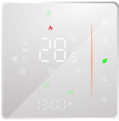 Denash Termostato WiFi Intelligente, Regolatore per Riscaldamento a Pavimento Ad Acqua con Display LED e Controllo App, Termostato Programmabile (BHT-006GALW Riscaldamento a pavimento WiFi ad acqua