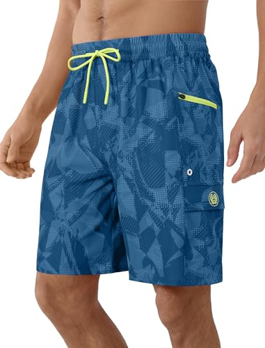 APTRO Men's Swim Trunks 9 Inch Quick Dry Board Shorts with 4 Pockets No Liner Bathing Suit Swimwear Beach Short