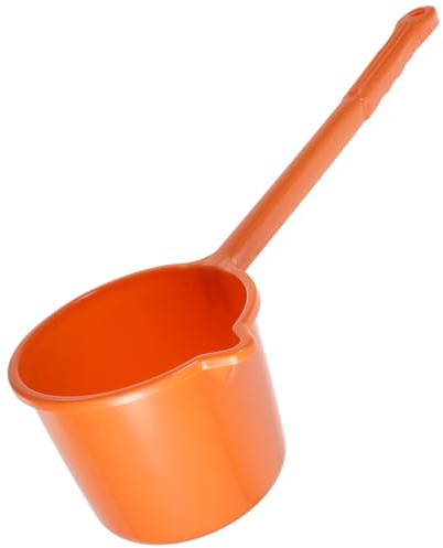Ciieeo Cucharón de Mango Largo Naranja, Pala de Agua Doméstica Multifuncional para Baño, Ducha y Cocina, Cuchara Portátil Resistente para Servir y Riego, Utensilio Práctico para Uso