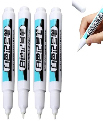 4Pcs White Per-manent Paint Pen,Woodworking Oil Marker Pen,1.0mm Tips Acrylic Marker,Fine Tip White Marker Pens Waterproof and Quick Drying Fabric Pens,for Clothes, Rock Painting,Stones,Ceramic