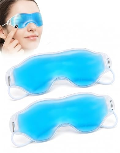 YIPFEN Masque Yeux Froid Gel Pack de 2 Bleu – Soulage Migraine & Yeux Gonflés, Cernes. Thérapie Rafraîchissante Chaude/Froide Réutilisable, Allergies & Sinus.