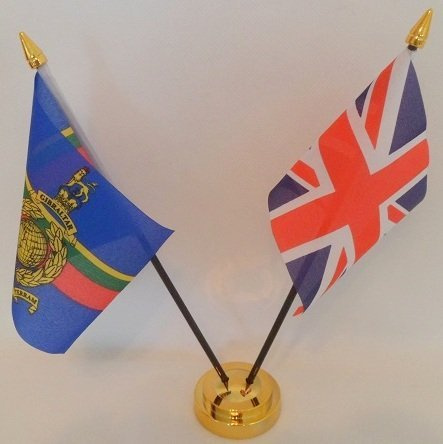 Royal Marines Union Jack 2 Flag Friendship Desktop Table Centrepiece Flag Flags With Gold Base Ideal For Party Conferences Office Display