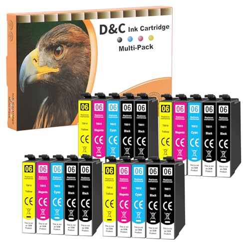 D&C 20er Set Tintenpatronen Druckerpatronen kompatibel für Epson T-611 T-612 T-613 T-614 für Stylus D68 D68PE D88 D88Plus D88PE DX-3800 DX-3850 DX-4200 DX-4250 DX-4800 DX-4850