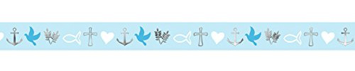 Ursus 59080022 - Masking Tape, Kommunion, Silber, Klebeband aus Papier, ca. 15 mm x 10 m, teilweise einseitig Bedruckt und veredelt, lösungsmittel und säurefrei, ideal für Scrapbooking