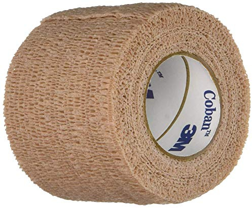 3M Coban Self-Adherent Wrap, Self Adherent Wrap Used to Secure Dressings and Other Devices, Compress or Protect Wound Sites and Immobilize Injuries, Tan, 2 x 5 yds, Each