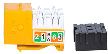LINKOMM 50-Pack RJ45 Cat6 Slim Profile UTP Unshielded Keystone Jack with Punch Down Palm Holder (Yellow)