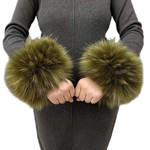Asudaro Winter Warme Wrist Band Cuffs Wärmer Handschuhe Fell Pelz Stulpen Armstulpen Manschetten Fellstulpen Pulswärmer Faux Pulswärmer Manschetten für Damen Mädchen