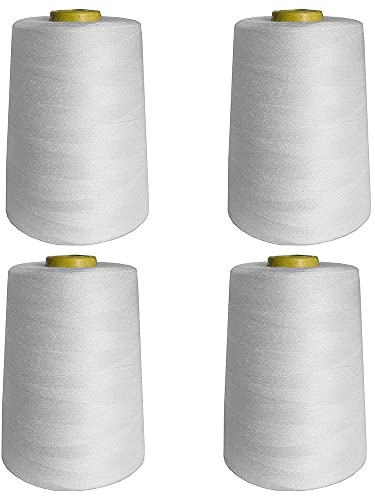 ANCLLO Vit överlockande tråd – 4 x 1 000 meter polyestergängkoner