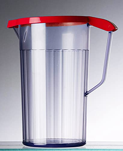 Antibacterial Jug 1.1 Litre (2 Pint) with Red Antibacterial Lid Reusable Virtually Unbreakable Polycarbonate