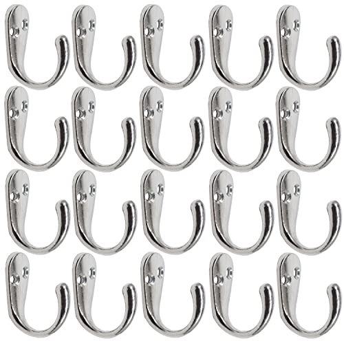 Gutapo Haken für Kaffeetassen, 20 Stück, silberfarben, für Tür, Wand, Schrank, Einzelhaken für Bademantel, Mantel, mit 46 Schrauben