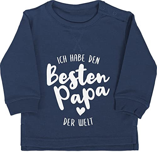 Baby Pullover Jungen Mädchen - zum - Ich habe den besten Papa der Welt I Papa Geschenk Vatertag - 12/18 Monate - Navy Blau - papatagsgeschenk vater sweatshirt vatertagsgeschenk best dad pulli daddy
