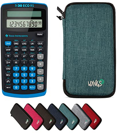 TI-30 ECO RS inkl. WYNGS Schutztasche Türkis - Wissenschaftlicher Taschenrechner - Basic Set