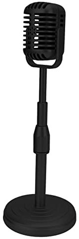 EBTOOLS Modèle de Microphone à L'ancienne de Simulation de Micro D'accessoire Vintage avec Base Stable et Tige de Support Ensemble D'accessoires de Micro de Style Rétro pour la Photographie(Le Noir)