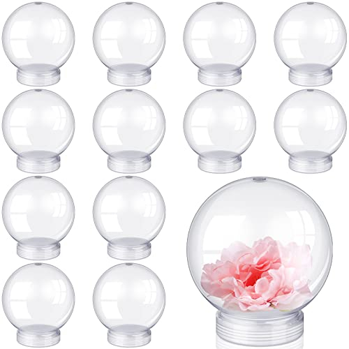 12 Stück DIY transparente Kunststoff Wasserkugel Schneekugel 12,7 cm klare Schneekugel mit Schraubverschluss für DIY Handwerk Weihnachten Heimdekoration