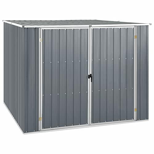 Yumeng Gerätehaus, Geräteschuppen, Gartenhütte, Fahrradgarage, Gartenschuppen, Gartenhã¤User & Aufbewahrung, Grau 195x198x159 cm Verzinkter Stahl