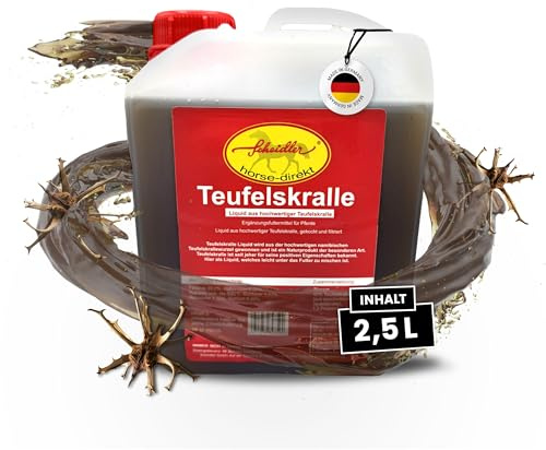 Scheidler horse-direkt Teufelskralle Liquid für Pferde 2500ml – Flüssiger Booster für Pferdefutter – 100% Natürliches Ergänzungsfutter – Alternativ zu Teufelskralle Pulver/Pellets -