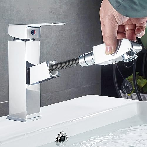 Rubinetto bagno con doccetta estraibile acciaio inox monocomando acqua calda e fredda con 2 tubi inclusi miscelatore bagno con doccetta estraibile rubinetto bagno lavabo con doccetta