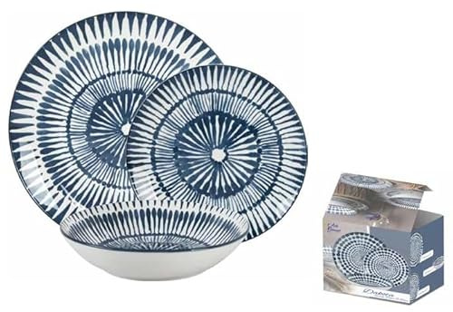 Servizio di Piatti da Tavola in Ceramica Dakota Blue 18 Pezzi