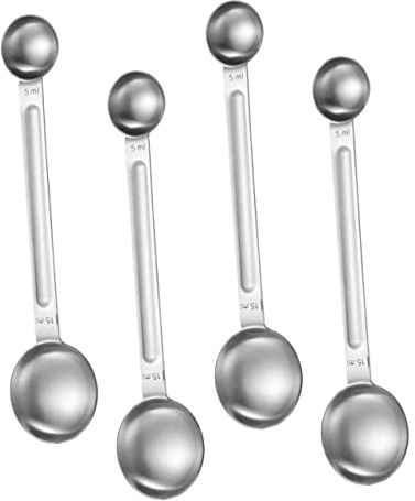 HOMSFOU Cuchara Medidora De Acero Inoxidable 4 Uds Cuchara De 5 Gramos Cucharadita Para Hornear Cuchara Para Alimentos Secos Cucharadita De Metal Cuchara Medidora De Metal, 9J00418903FSQS