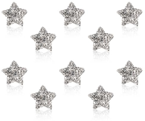 NQEUEPN 10 Paia Pesi Velo Matrimonio Diamanti Magnetici, Acrilico, a Forma di Stella Doppia Faccia Strass Spille Magneti Hijab per Donna Sciarpa, Sposa, Cattedrale, Abito da Sposa Accessori Velo
