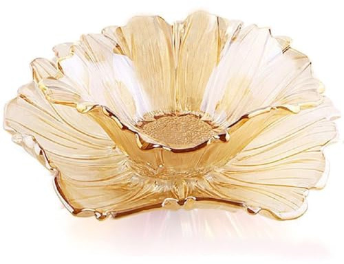 JUNYFFF Glass Fruit Holder Bowl Creative Fruit Bowls Kitchen Fruit Dish Bowl-Decorative Fruit Serving Plate Table Countertop Display Holder Basket for Candy,Fruit, 2Pcs,Yellow