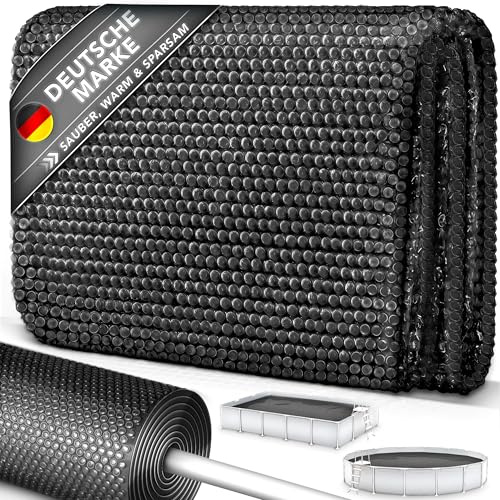 tillvex Cobertor Solar para Piscinas Redonda & Rectangular | Espesor de la lámina Solar 120 µm | La Cubierta Solar se Puede Cortar a Medida (Ø 600 cm, Negro)