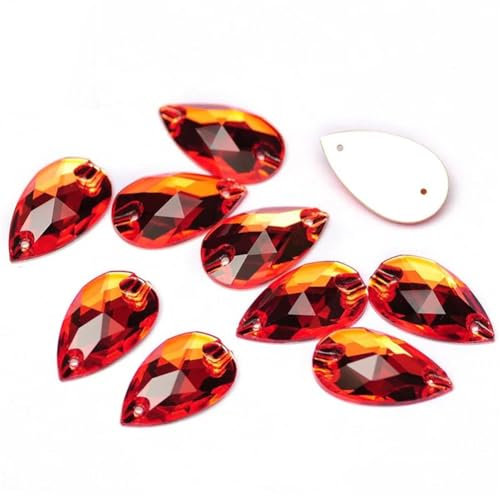 Piedras de cristal con forma de lágrima de jacinto para coser, con parte trasera plana, diamantes de imitación para decoración, 17 x 28 mm, 6 unidades