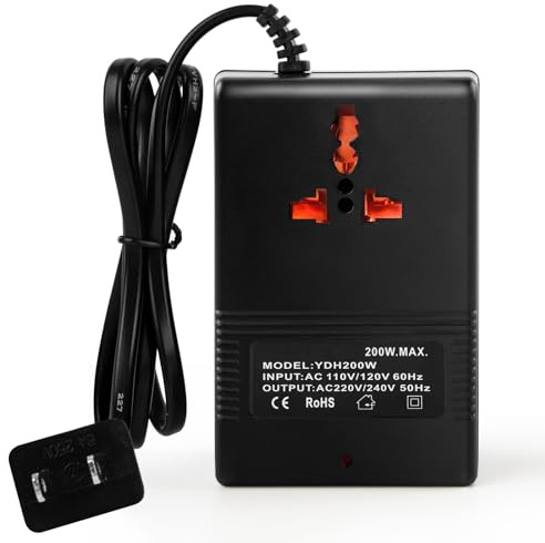 Autotron Transformador de voltaje de 200 W (110 V a 220 V, 220 V a 110 V), protección de interruptor de circuito, adecuado para el hogar, viajes, RV, camping (negro -200 W)