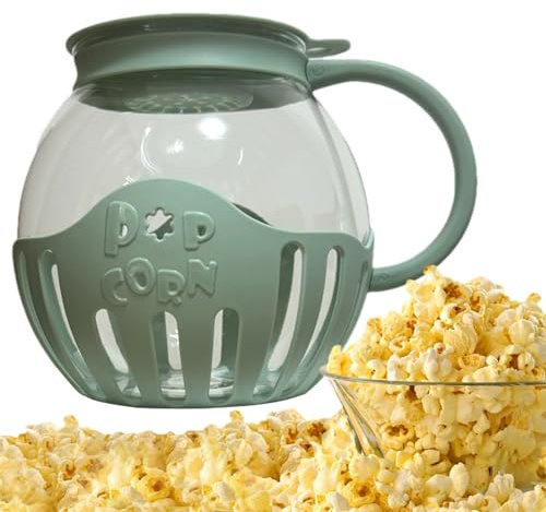 Microwave Popcorn Maker, Microwave Popcorn Bowl, 2.13L Borosilicate Glass Bow, Popcorn Machine, Microwave Glass Popper In An Easy To Make Popcorn, Dishwasher Safe