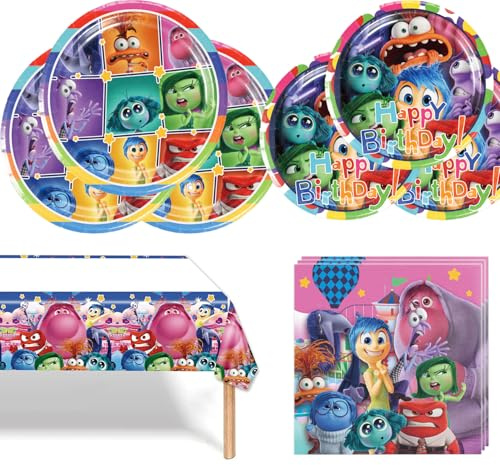 Set di stoviglie per feste Inside Out, set di stoviglie per feste Inside Out per bambini, decorazione per feste di compleanno, stoviglie per feste e decorazione da tavolo per feste di compleanno per