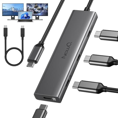 USB C Video Hub NEWQ Typ C Hub 3.2 Umkehrstrom Monitor, Video Display 4K @ 30–60 Hz, 4 x USB-C 3.2 GEN2 10 Gbit/s, unterstützt PD 100 W max, mit Videokabel