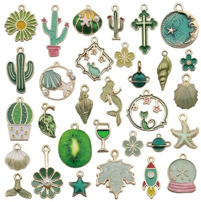 TOZBLEU Ciondoli Assortiti Smaltati - 31 Pezzi Ciondoli di Creazione di Gioielli,ciondoli per collane,per Collane, Bracciali, Gioielli, Borse e Orecchini Decorazioni Fai da te,Fatto a mano