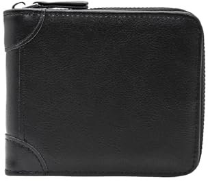 LJCZKA Portafoglio Uomo con Cerniera Portafoglio Uomo Pelle Zip Protezione RFID Bifold Grande Capacità Portamonete con 8 Slot Carte e Tasca per Monete (Nero)