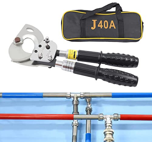 Ratchet Cable Cutter with Telescopic Handles, Ratcheting Cutter Made of Spring Steel, Cable Cutter Wire Cutter Cable Shear Cable Cropper for Cutting Copper and Aluminum Armored Cable