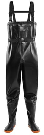 Chubasquero para hombre para adultos, regalo para hombres, botas de pesca, pantalones de pesca con tirantes, transpirable, vadeadores de agua cruzada, pintores, overol para hombre, Negro, 50