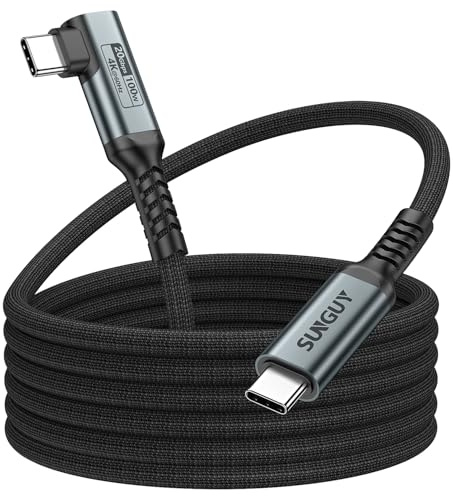 SUNGUY Cable USB C a USB C 90 Grados, 3 Metros 20Gbps 100W Cable USB C Carga Rapida, Cable Tipo C 4K@60Hz Transmisión de Vídeo para iPhone 16/15 Pro Max, Galaxy S24, iPad Pro, Google Pixel,MacBook Pro