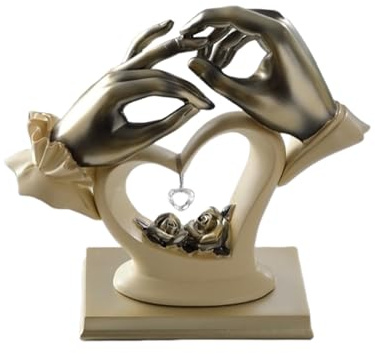 Whbbbj Moderne Handgesten-Statue, Herz-Hand-Kunstskulptur, Romantisches Paar-Heimdekor-Geschenke, Jubiläums-Herz-Hände-Ornament, Valentinstag-Dekoration, for Zuhause, Hochzeit, Büro(Beige)