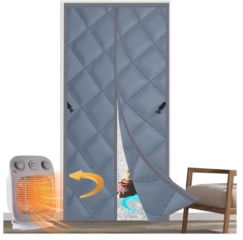 LSSHQ Winter Verdickter Türvorhang Thermo Vorhang Gegen Kälte Winddichte Thermovorhang Tür Isoliervorhang Geeignet für Eingangstür, Wohnzimmer, Warmes Blau(0.9x2m)