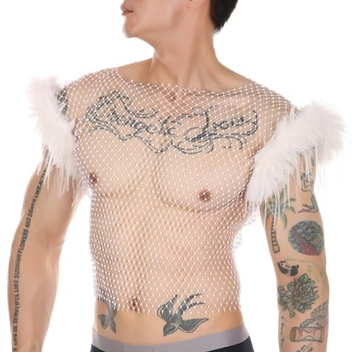 Cut Out Tank Top Herren Netzhemd Kurzarm Glitzer Transparent T-Shirts Fischnetz ausgestattet Sporthemden für Muscle Sexy Netz Shirts ärmellos Hemd Club Wear Sommer Netzoberteil