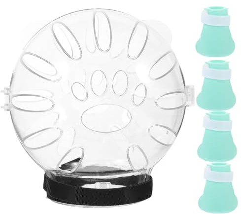 Yardwe Verstellbarer Katzenhelm Transparent Mit Klauenschutz Atmungsaktive Kätzchenhaube Für Schutz Nach Operationen Anti-Leck Und Anti-Biss Katzenkopfabdeckung 6X5X5.5 Zoll