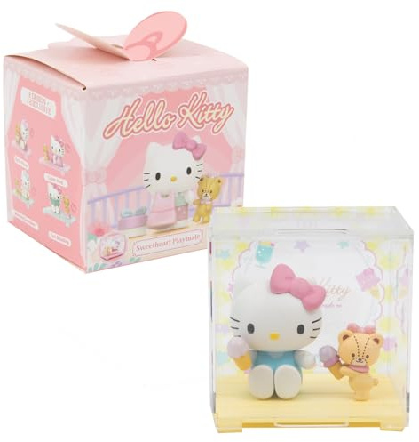 Hello Kitty, 1 figur på 4,5 cm och tillbehör i en transparent låda, Sweetheart Playmate-serien, slumpmässig modell, för barn från 3 år, HKT38