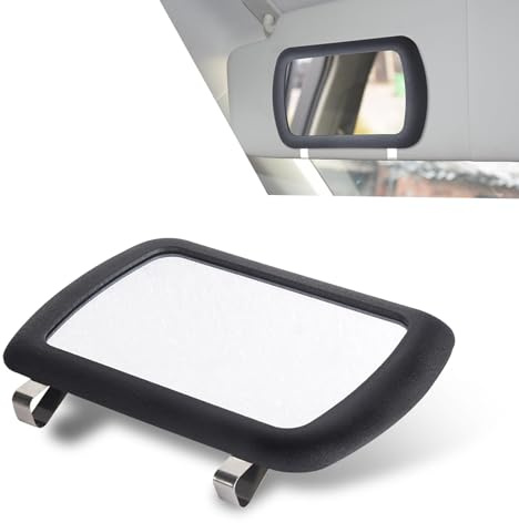 1 PC 6.5x4.3 Clip-On Car Visor Mirror - HD Makeup Mirror, Universal Fit for Cars/SUVs/Trucks - Transparent Frame