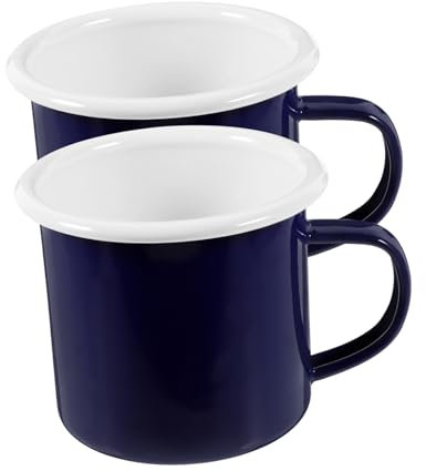 GRIRIW 2piezas Tazas De Esmalte Vintage Tazas De Café Retro De Agua De Esmalte Resistente y