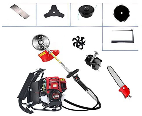 Cortasetos, Desbrozadora de mochila 9 en 1, cortadora de césped con motor de gasolina de 4 tiempos, cortadora de árboles, Mini timón