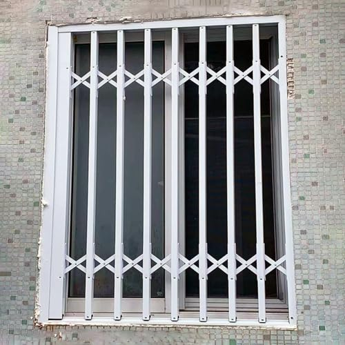 Inferriate per Finestre Griglia di Sicurezza Antieffrazione per Finestre con Serratura, Barre di Sicurezza Pieghevoli per Finestre 50 60 70 75 80 90 100 110 120 Cm, Barra di Sicurezza Bianca per Fines