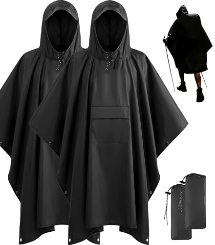 Stathmon 2 Pack Poncho Waterproof Adult - PU8000mm Reusable Rain Poncho