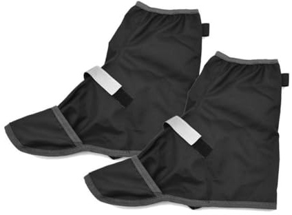 Homeponnew Copriscarpe impermeabili per bicicletta per ciclismo e uso esterno, strisce riflettenti, copriscarpe antipioggia in poliestere, nero, 35 x 28 cm