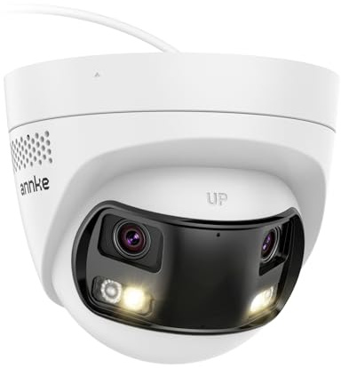 ANNKE PoE Security Camera Outdoor with Dual-Lens 180° Filed of View, 8MP IP Surveillance Camera Support Color Night Vision, Person/Vehicle Detection, Two-Way Talk, Built-in SD Card Slot